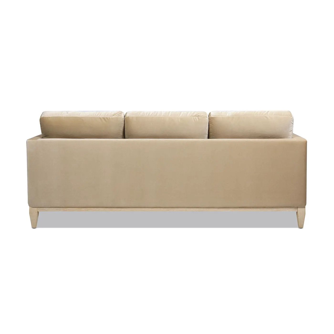 Knox Modern Farmhouse Sofa beige stationary three-seat with light wood legs on Tampa Home & Garden Store