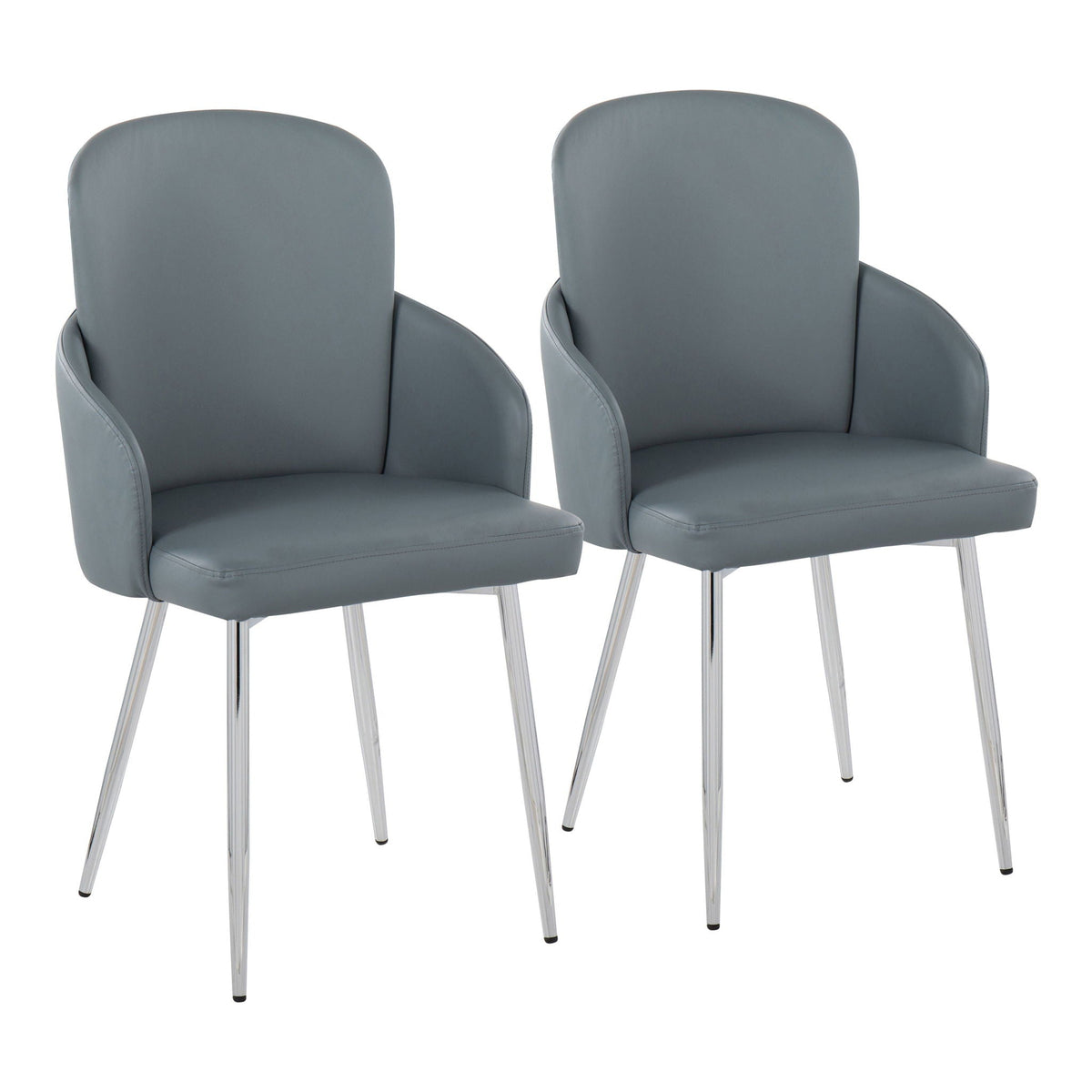 Pair of HouseOfZazla contemporary dining chairs with upholstered gray seats and chrome legs on Tampa Home & Garden Store