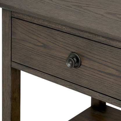 Bedside table with drawer in dark brown solid wood, HouseOfZazla accent nightstand with knob on Tampa Home & Garden Store
