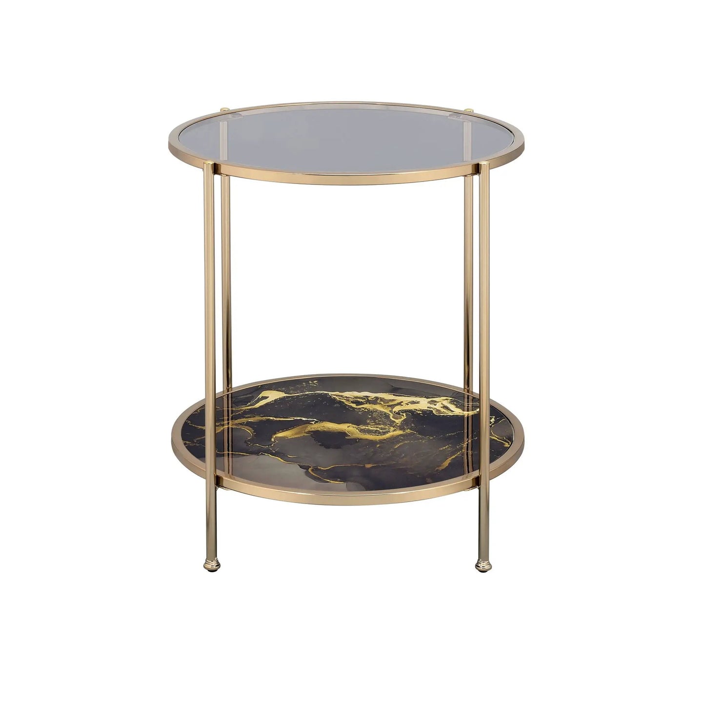 Fiorella Marble Glass Table with Metal Frame