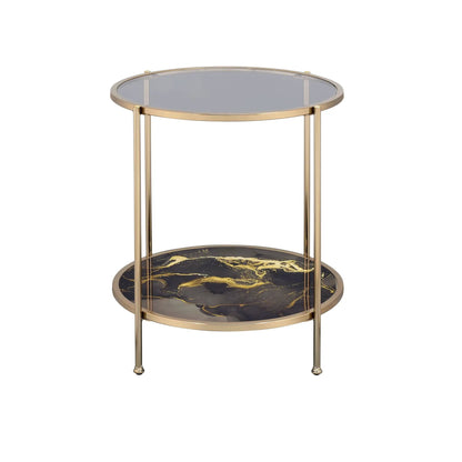 Fiorella Marble Glass Table with Metal Frame