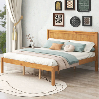 Platform Bed Frame With Headboard in Espresso