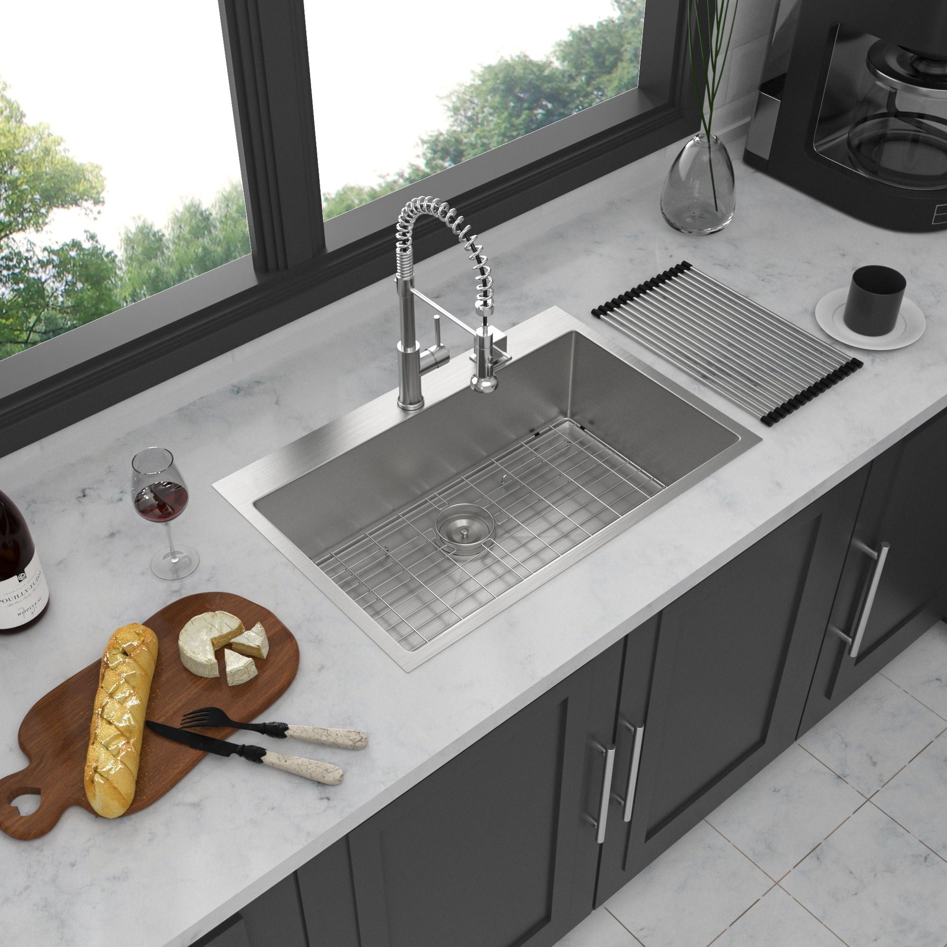 Drop-In Kitchen Sink 16ga stainless steel single bowl topmount HouseOfZazla on Tampa Home & Garden Store