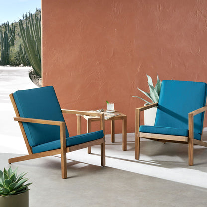 Celestaria 3-Piece Outdoor Chat Set with 2 blue Adirondack chairs and side table on Tampa Home & Garden Store