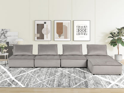 Anna Stylish Sectional Sofa Ottoman by HouseOfZazla in gray fabric in living room on Tampa Home & Garden Store