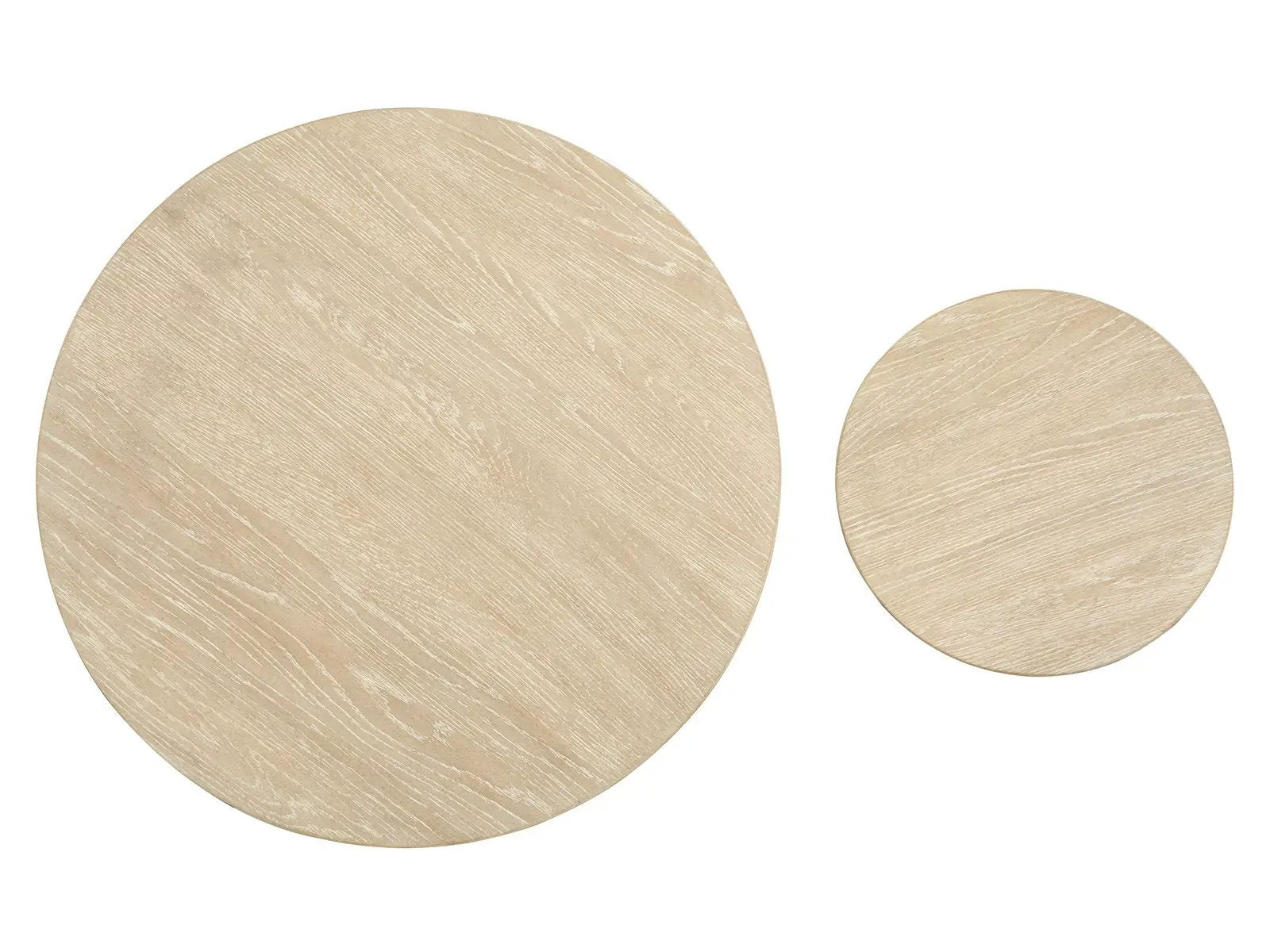 Sunset Cove nesting cocktail table set in natural wood with two round tops, 2 pcs on Tampa Home & Garden Store