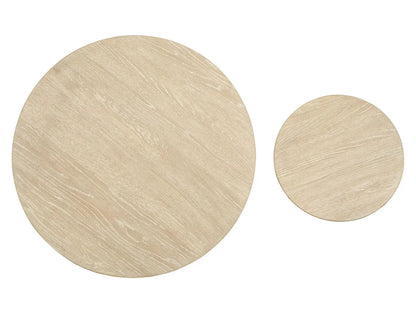 Sunset Cove nesting cocktail table set in natural wood with two round tops, 2 pcs on Tampa Home & Garden Store