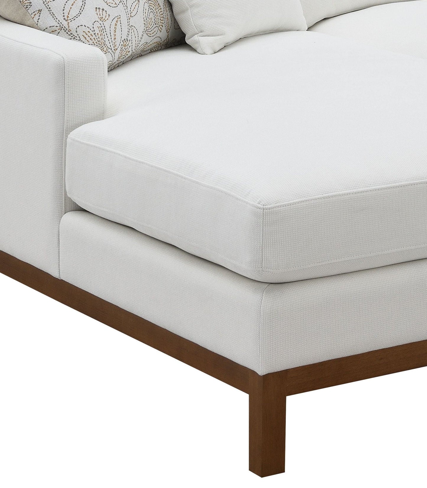 Valiant Chenille Ivory Sectional Sofa with 4 pillows and wooden legs by HouseOfZazla on Tampa Home & Garden Store