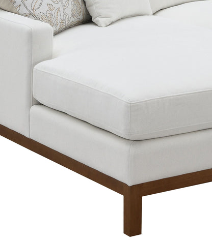 Valiant Chenille Ivory Sectional Sofa with 4 pillows and wooden legs by HouseOfZazla on Tampa Home & Garden Store