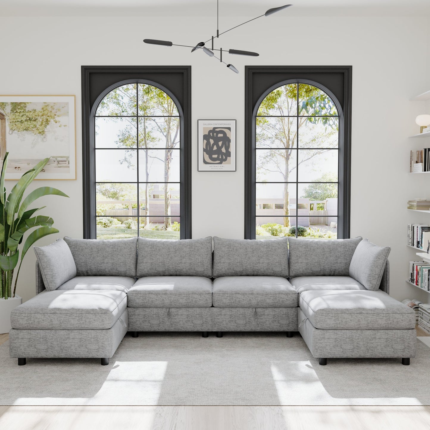 Modular Sofa Bed With Fabric And Hidden Storage