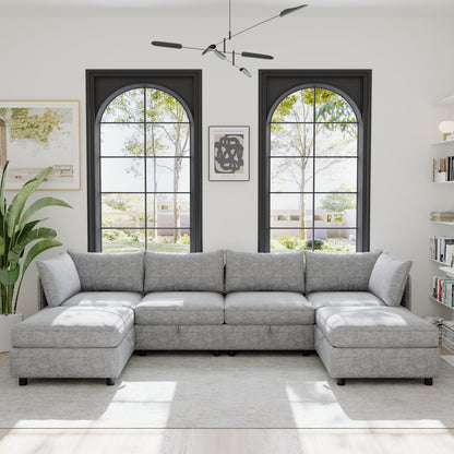Modular Sofa Bed With Fabric And Hidden Storage