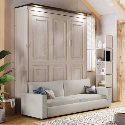 Queen Size Murphy Bed and Sofa with Led Beige