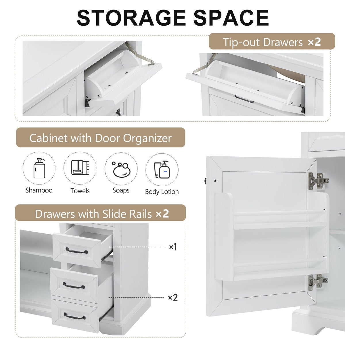 36in bathroom vanity with sink, white or dark gray finish, HouseOfZazla on Tampa Home & Garden Store