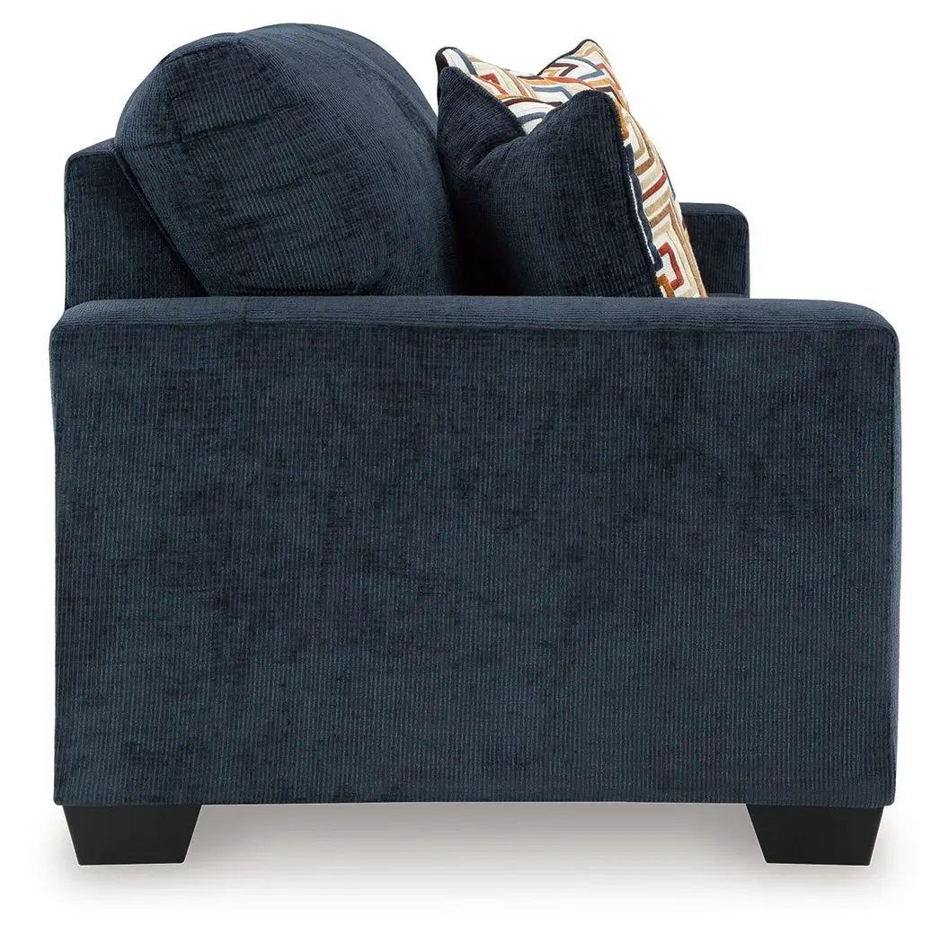 Aviemore Sofa Sleeper in dark blue corduroy with black block legs on Tampa Home & Garden Store