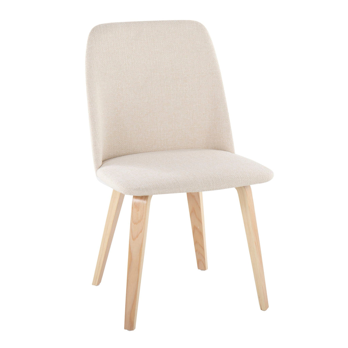 Contemporary dining chair with padded beige seat and back, light wooden legs on Tampa Home & Garden Store