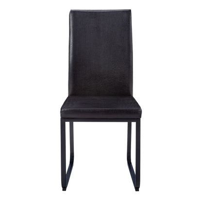 Dining chair side upholstered in black faux leather with slim metal legs on Tampa Home & Garden Store