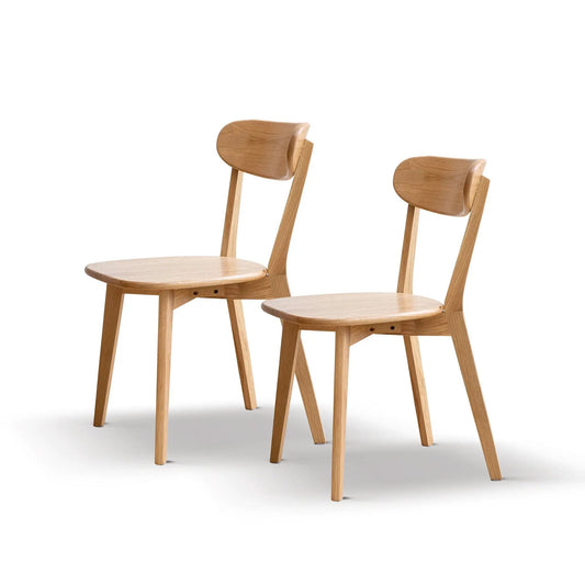 Simple dining chair set of 3 in natural wood with curved backrests on Tampa Home & Garden Store