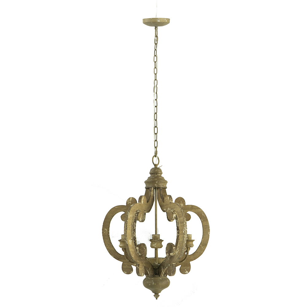 Farmhouse Chandelier With 6 Light Wood Pendant