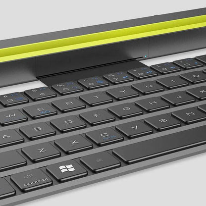 Outdoor Office Chocolate Portable Folding Keyboard with gray keys and lime hinge accent on Tampa Home & Garden Store