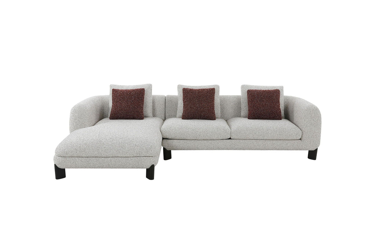 Modern Mardi Tweed Sectional Sofa and Pillows