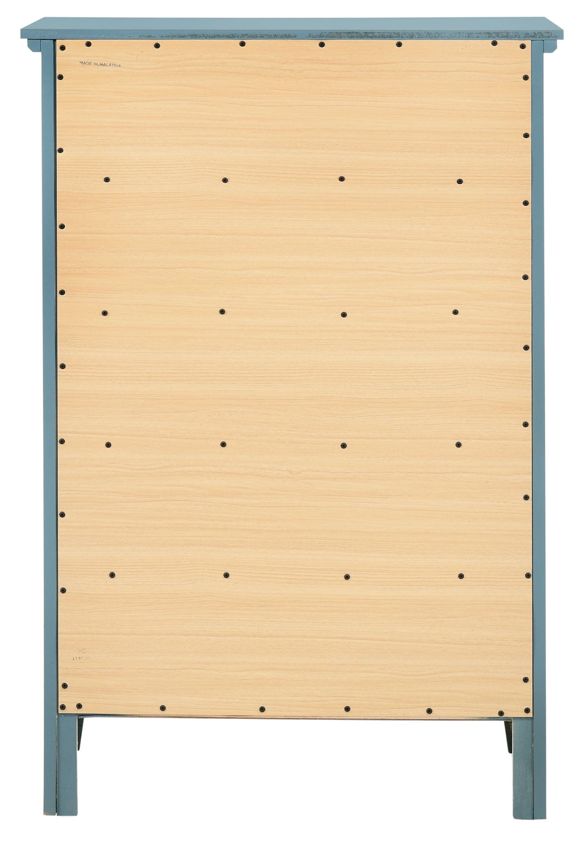 Accent chest by HouseOfZazla in natural wood veneer with teal frame and nickel hardware on Tampa Home & Garden Store