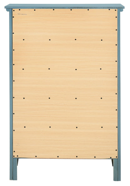 Accent chest by HouseOfZazla in natural wood veneer with teal frame and nickel hardware on Tampa Home & Garden Store