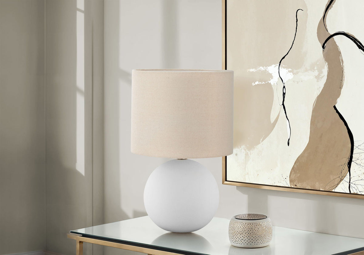 Contemporary cream ceramic table lamp with fabric shade by HouseOfZazla on Tampa Home & Garden Store