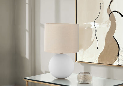 Contemporary cream ceramic table lamp with fabric shade by HouseOfZazla on Tampa Home & Garden Store