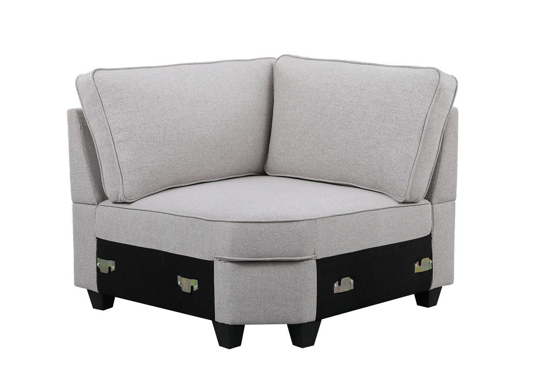 Leo Comfor Modular Sofa and Ottoman by HouseOfZazla, light gray fabric 2-piece set on Tampa Home & Garden Store