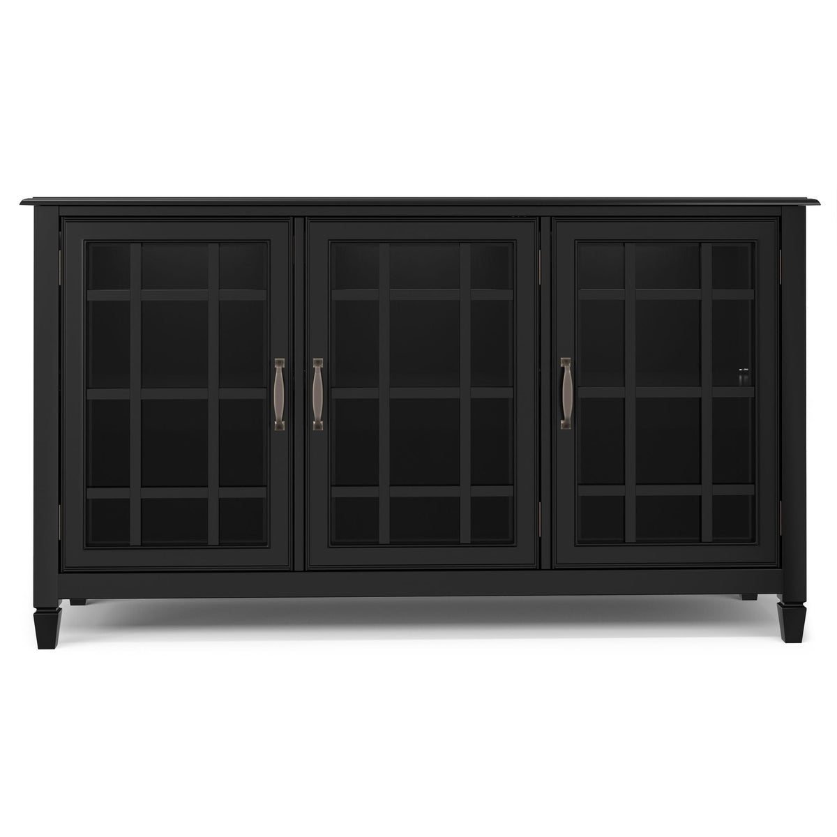 Traditional Buffet Cabinet tall black display with glass doors and adjustable shelves on Tampa Home & Garden Store