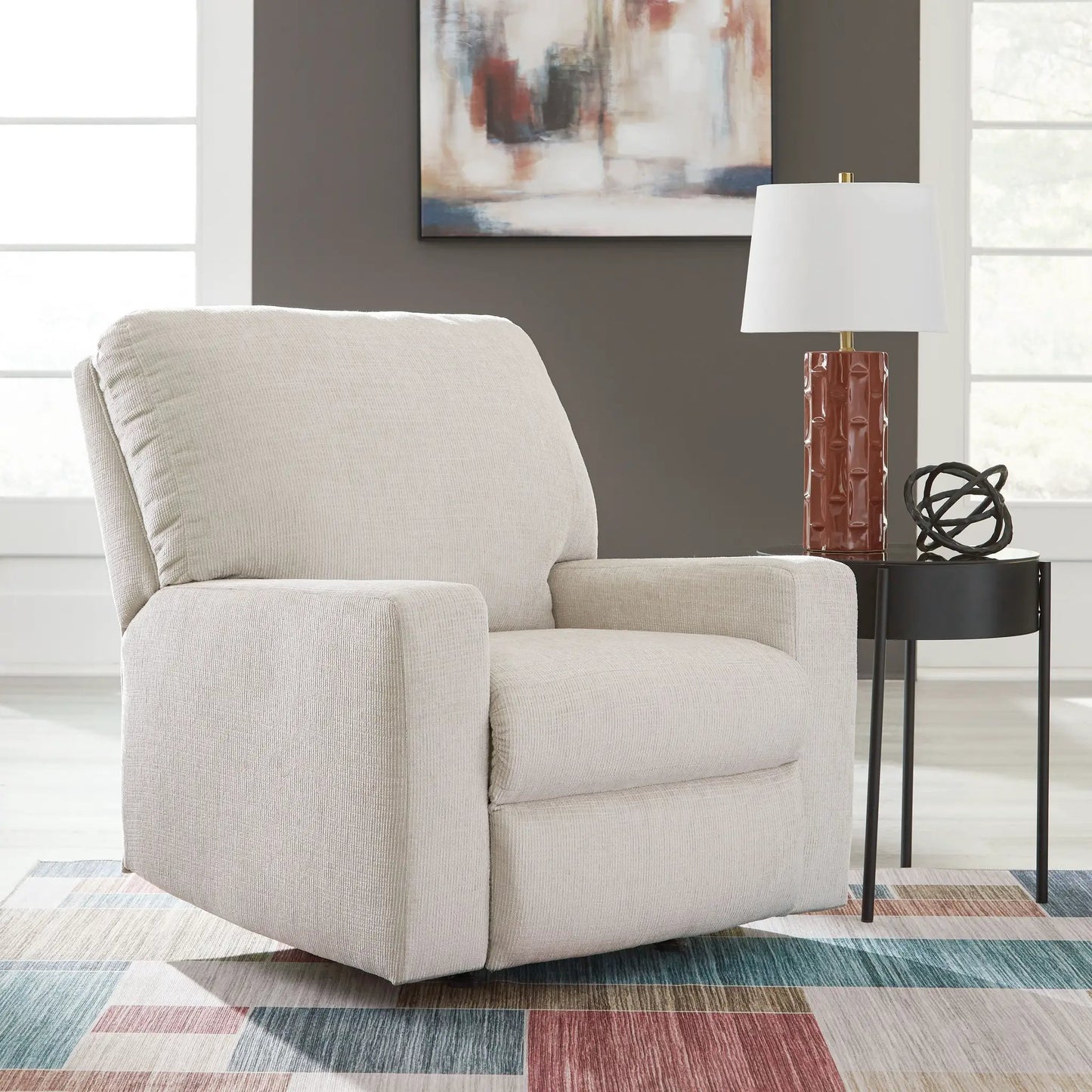 Aviemore Rocker Recliner in beige fabric upholstery by Unique Piece Furniture on Tampa Home & Garden Store