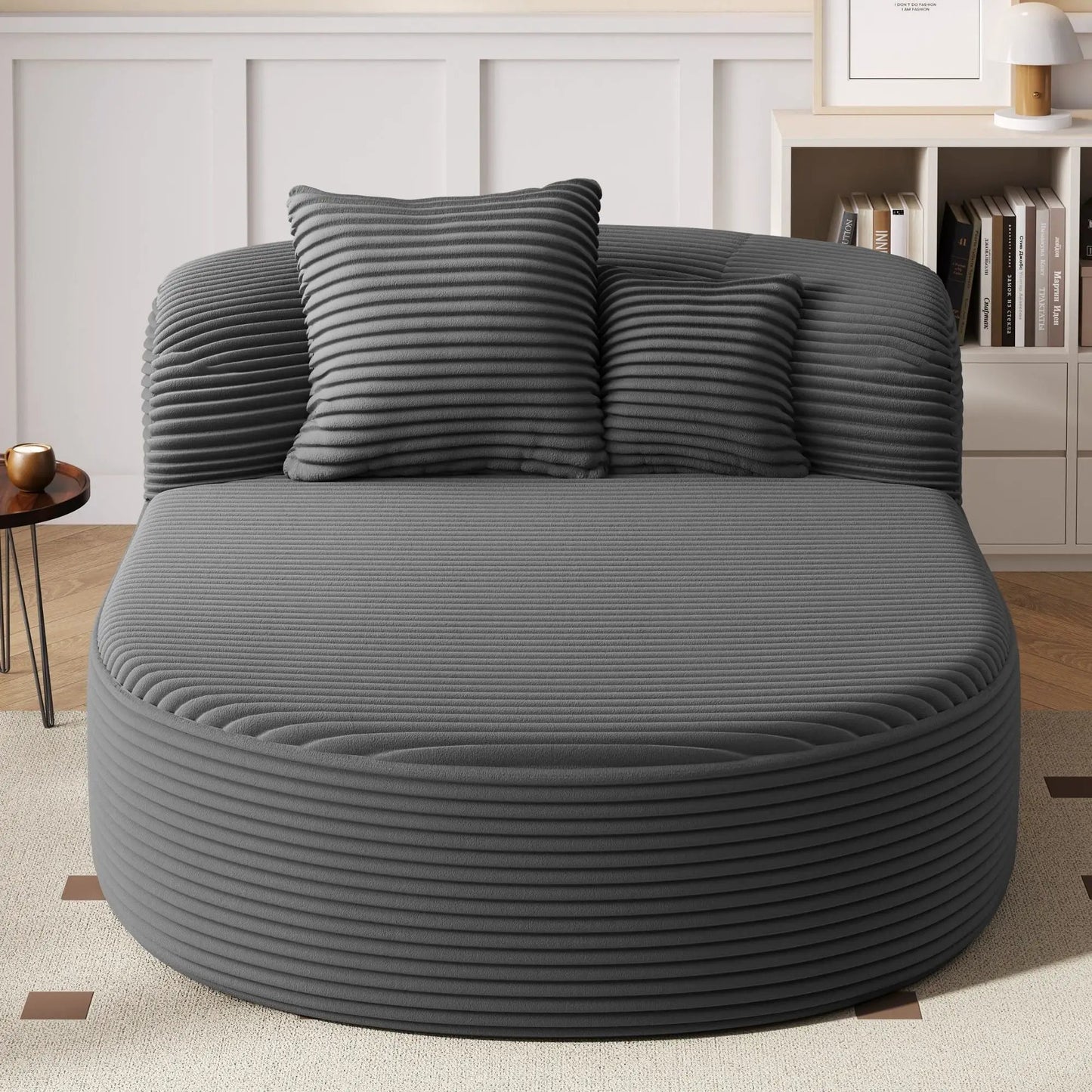 Modern gray ribbed chaise lounge with supportive pillows from Unique Piece Furniture on Tampa Home & Garden Store