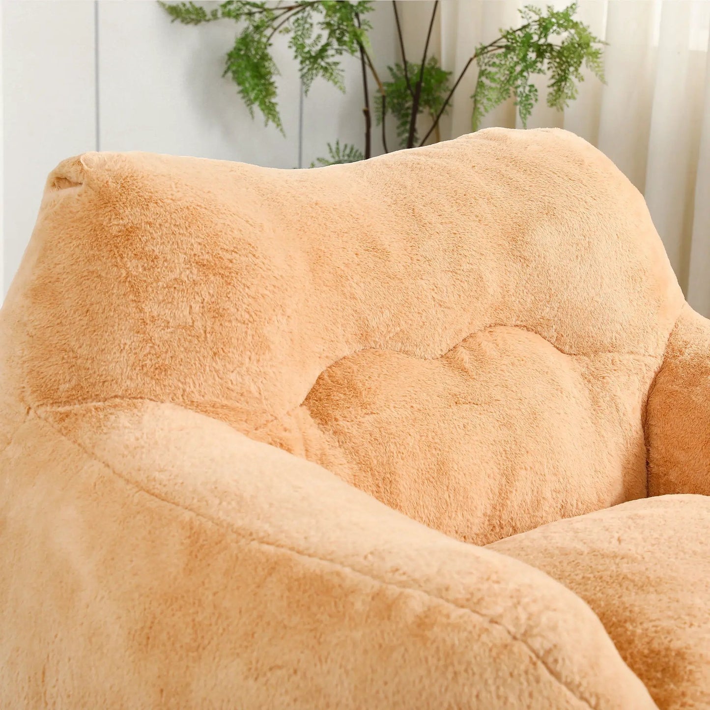 Beanbag sofa chair with armrests in beige plush fabric, foam-filled Unique Piece Furniture on Tampa Home & Garden Store