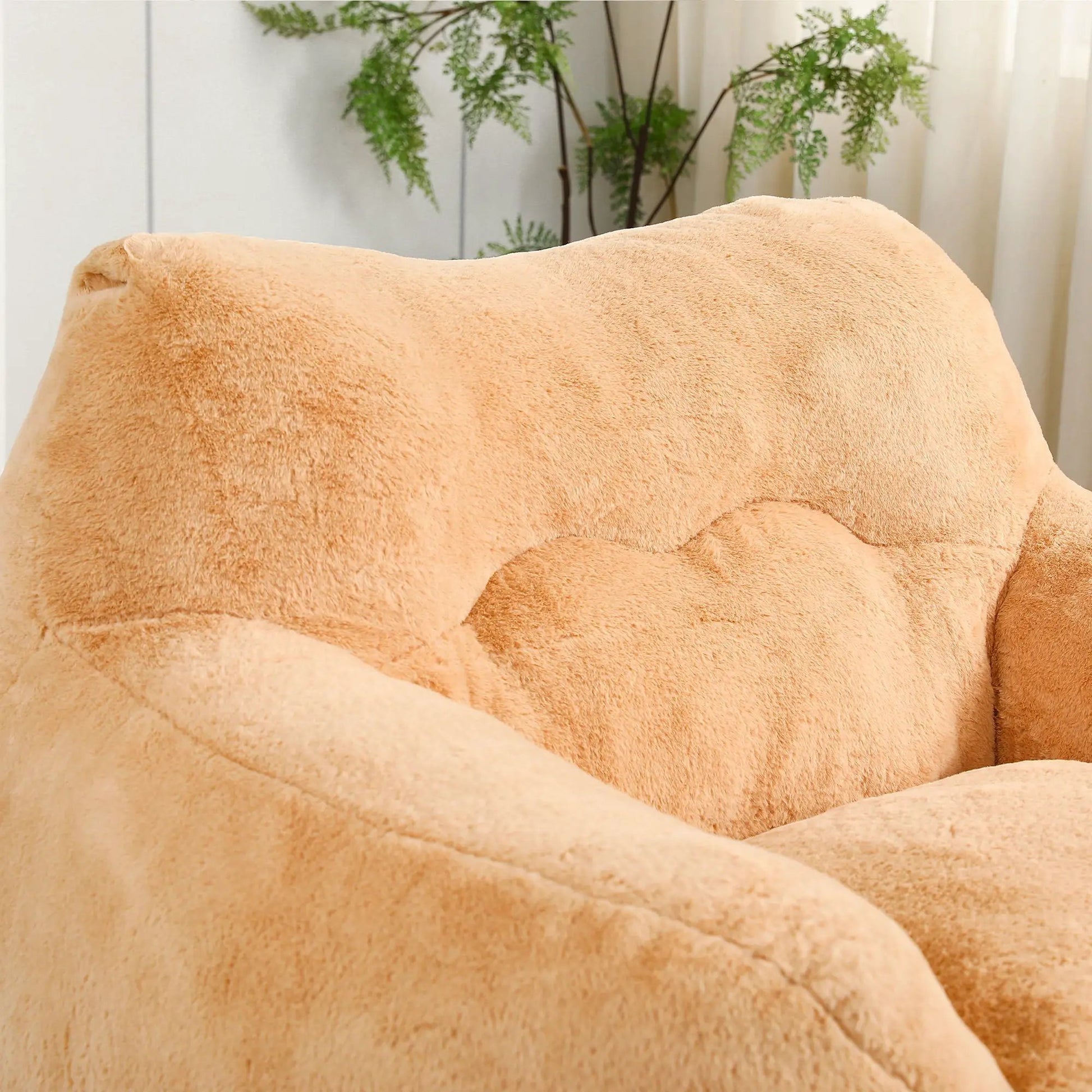 Beanbag sofa chair with armrests in beige plush fabric, foam-filled Unique Piece Furniture on Tampa Home & Garden Store