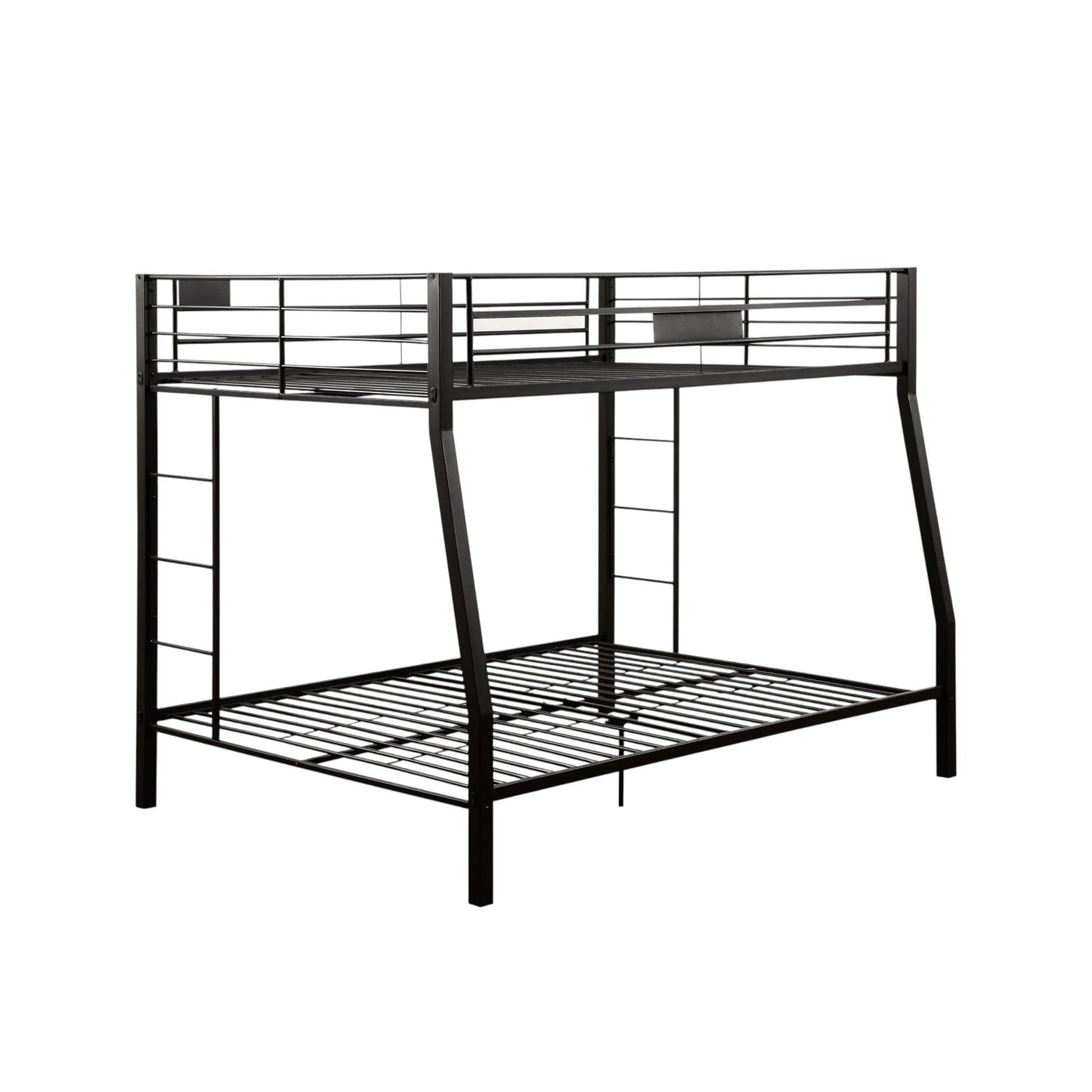 Limba spacious double bunk bed frame, black metal with guard rails on top bunk and ladder on Tampa Home & Garden Store