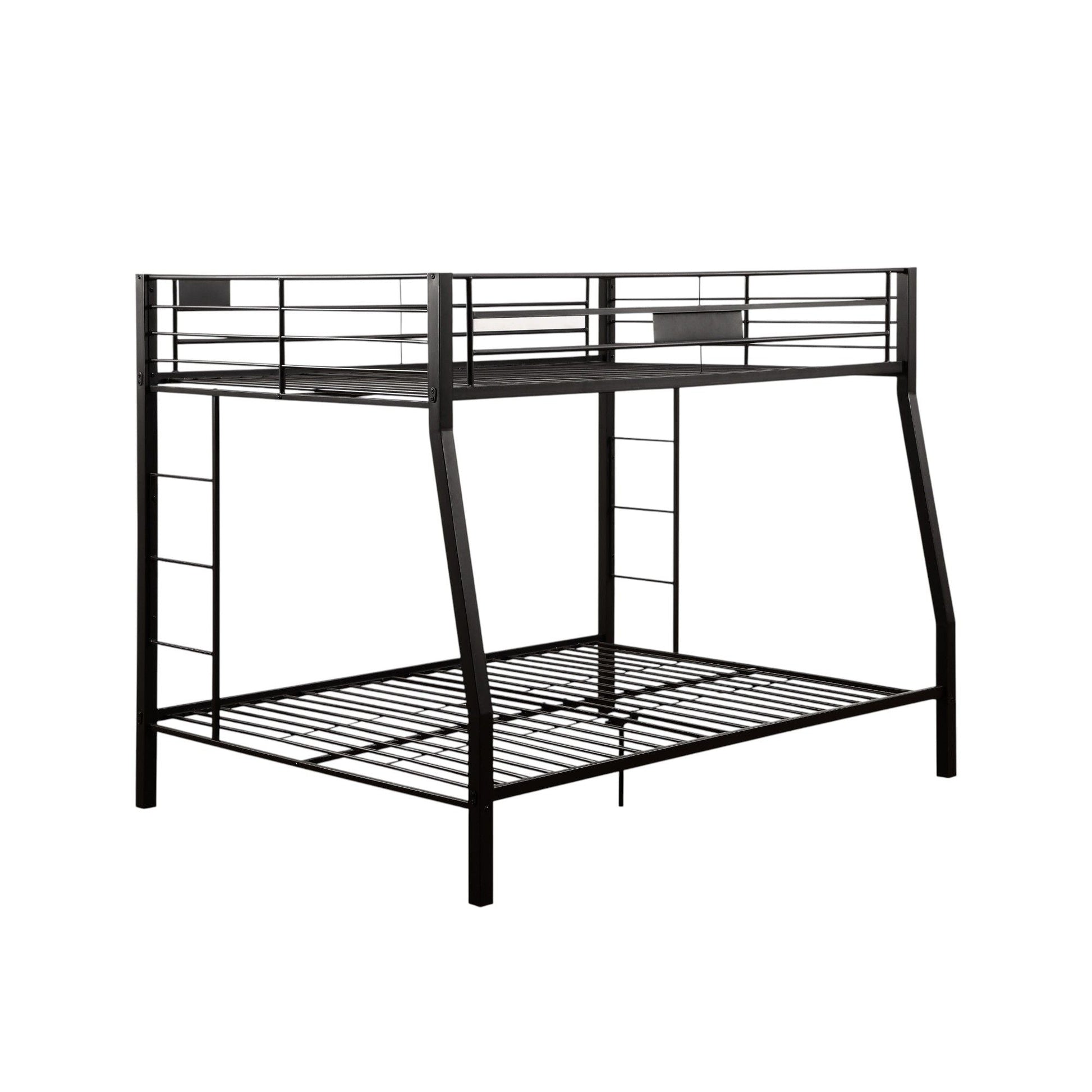 Limba spacious double bunk bed frame, black metal with guard rails on top bunk and ladder on Tampa Home & Garden Store