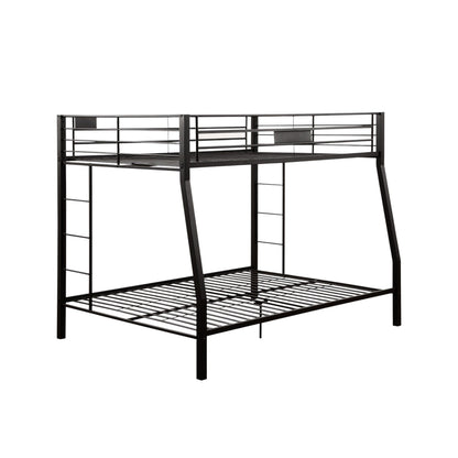Limba spacious double bunk bed frame, black metal with guard rails on top bunk and ladder on Tampa Home & Garden Store