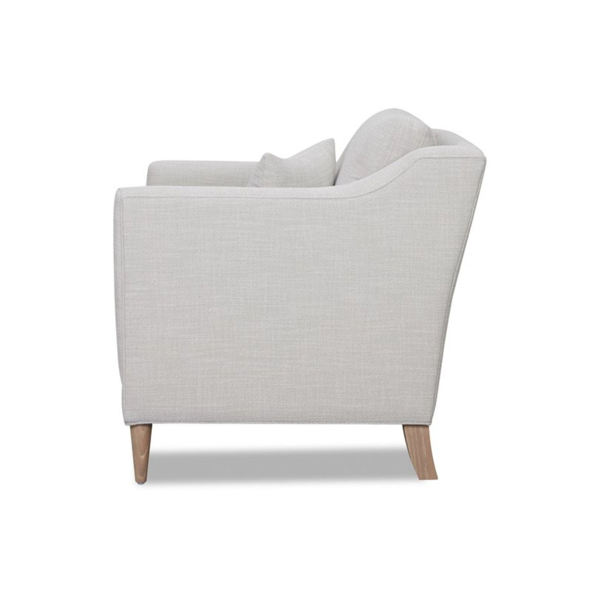 Beige arm chair with high track arms and solid wood tapered legs by HouseOfZazla on Tampa Home & Garden Store