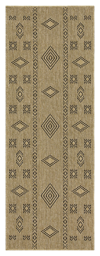 Area rug Earth GC_NTL1001 in natural jute with black geometric accents by HouseOfZazla on Tampa Home & Garden Store
