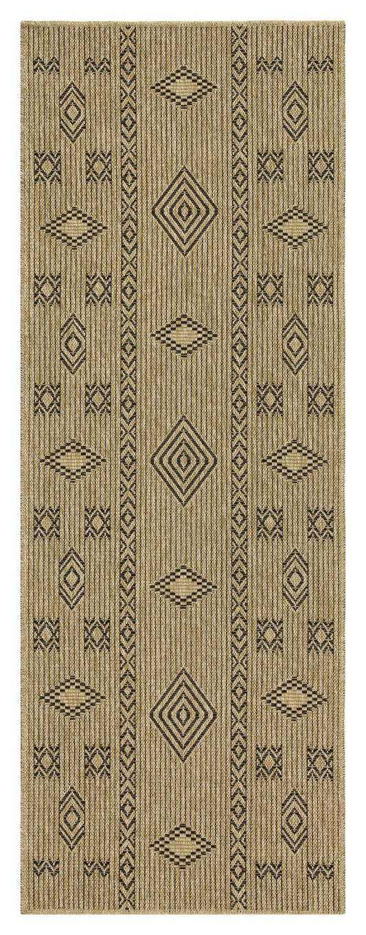 Area rug Earth GC_NTL1001 in natural jute with black geometric accents by HouseOfZazla on Tampa Home & Garden Store