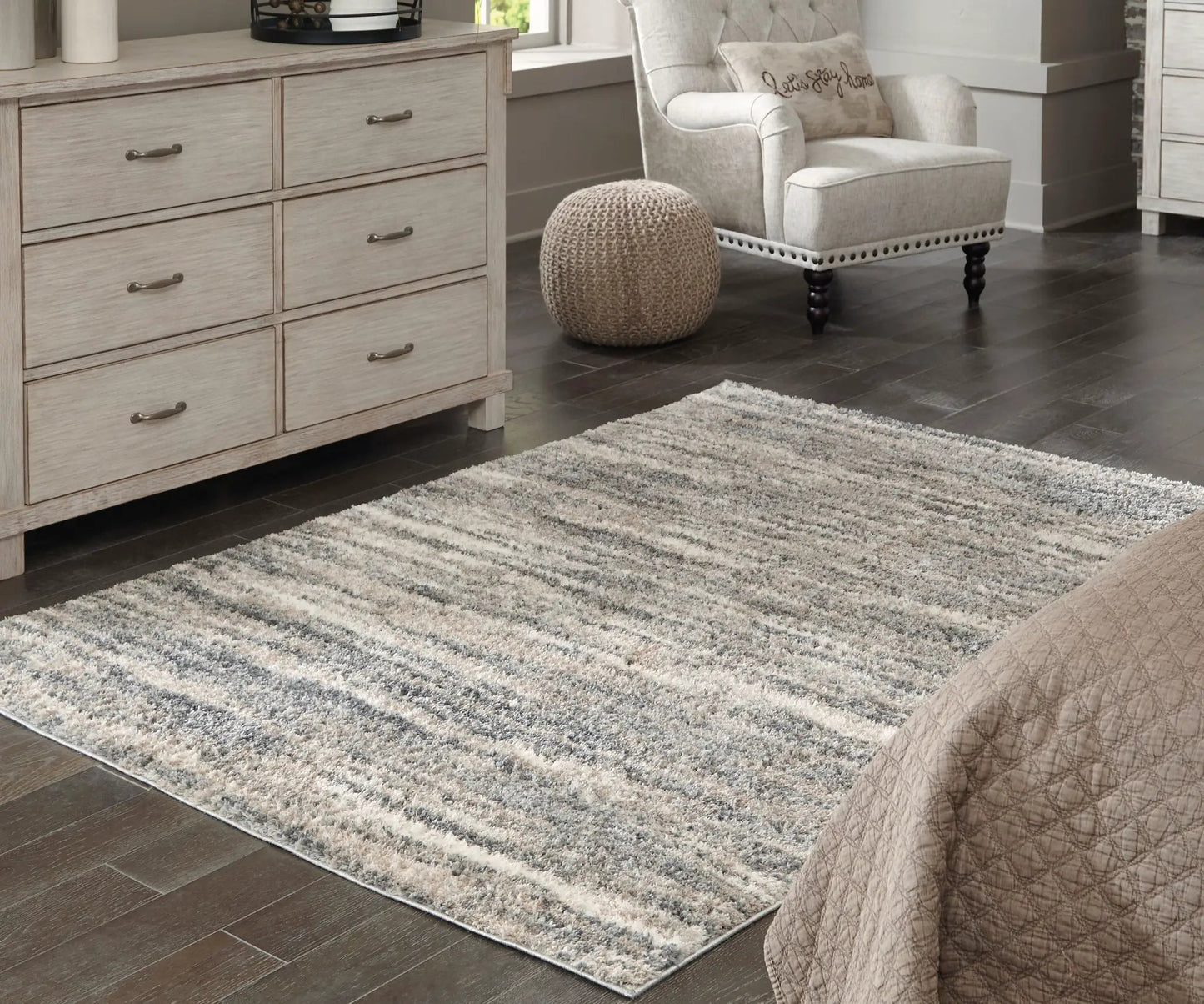 Gizela Rug accent rug in soft gray-beige textured loop pile on Tampa Home & Garden Store