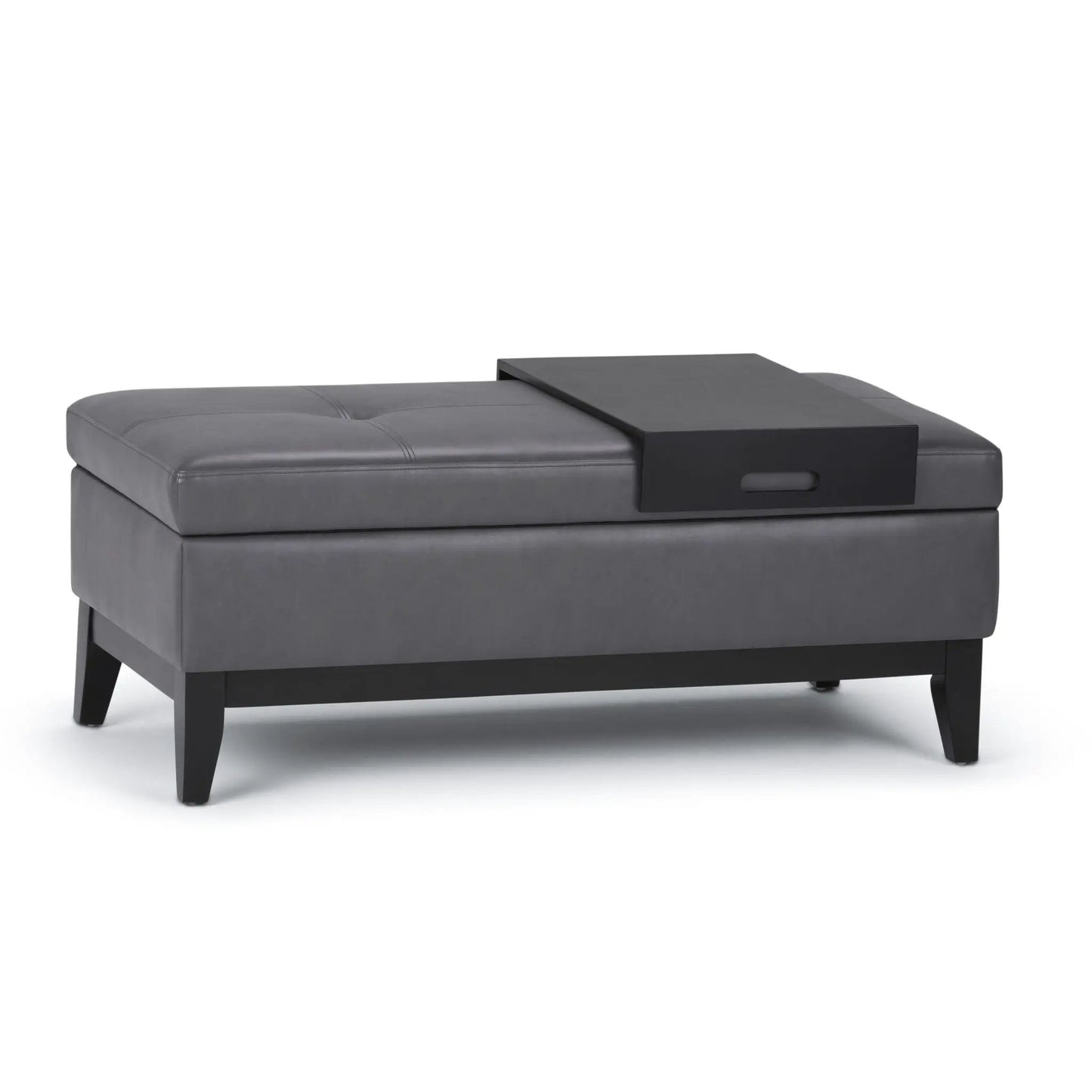 Oregon contemporary storage ottoman bench with tray, gray upholstered on Tampa Home & Garden Store