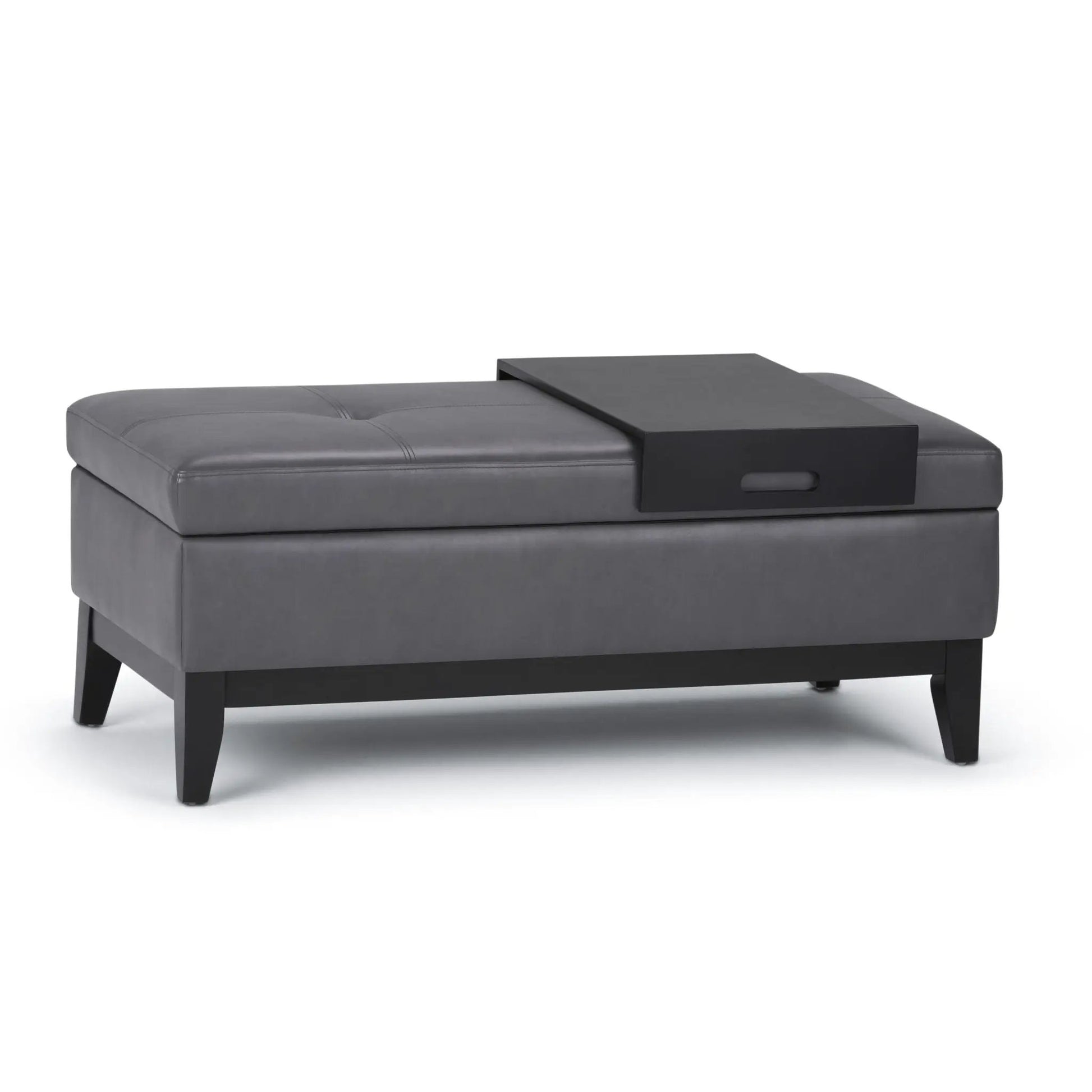Oregon contemporary storage ottoman bench with tray, gray upholstered on Tampa Home & Garden Store