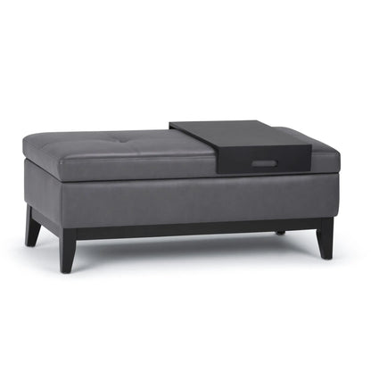 Oregon contemporary storage ottoman bench with tray, gray upholstered on Tampa Home & Garden Store