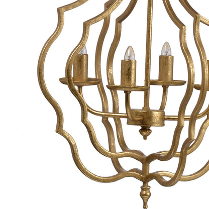 4-light gold chandelier with curved cage frame and candle bulbs by HouseOfZazla on Tampa Home & Garden Store