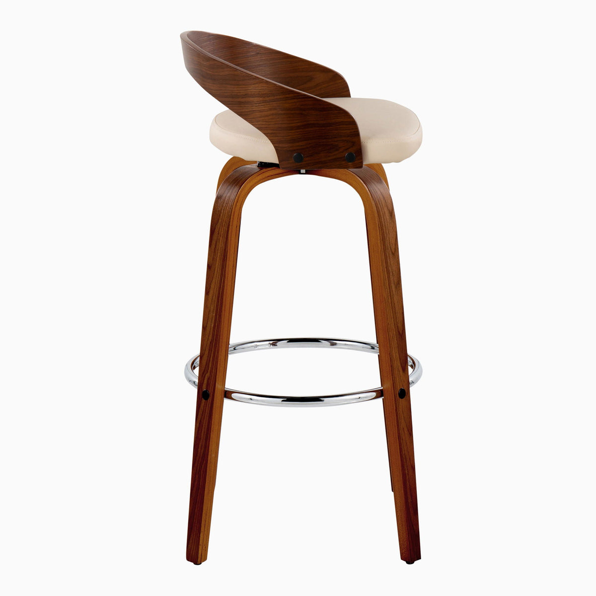 Contemporary swivel barstool set Pearl Silver with beige cushion and chrome footring on Tampa Home & Garden Store