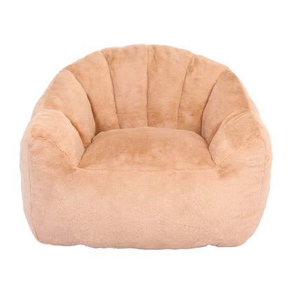 Beanbag chair with armrests in tan plush fabric stuffed with high density foam on Tampa Home & Garden Store