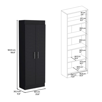 Black Pantry Cabinet With Doors And Shelves