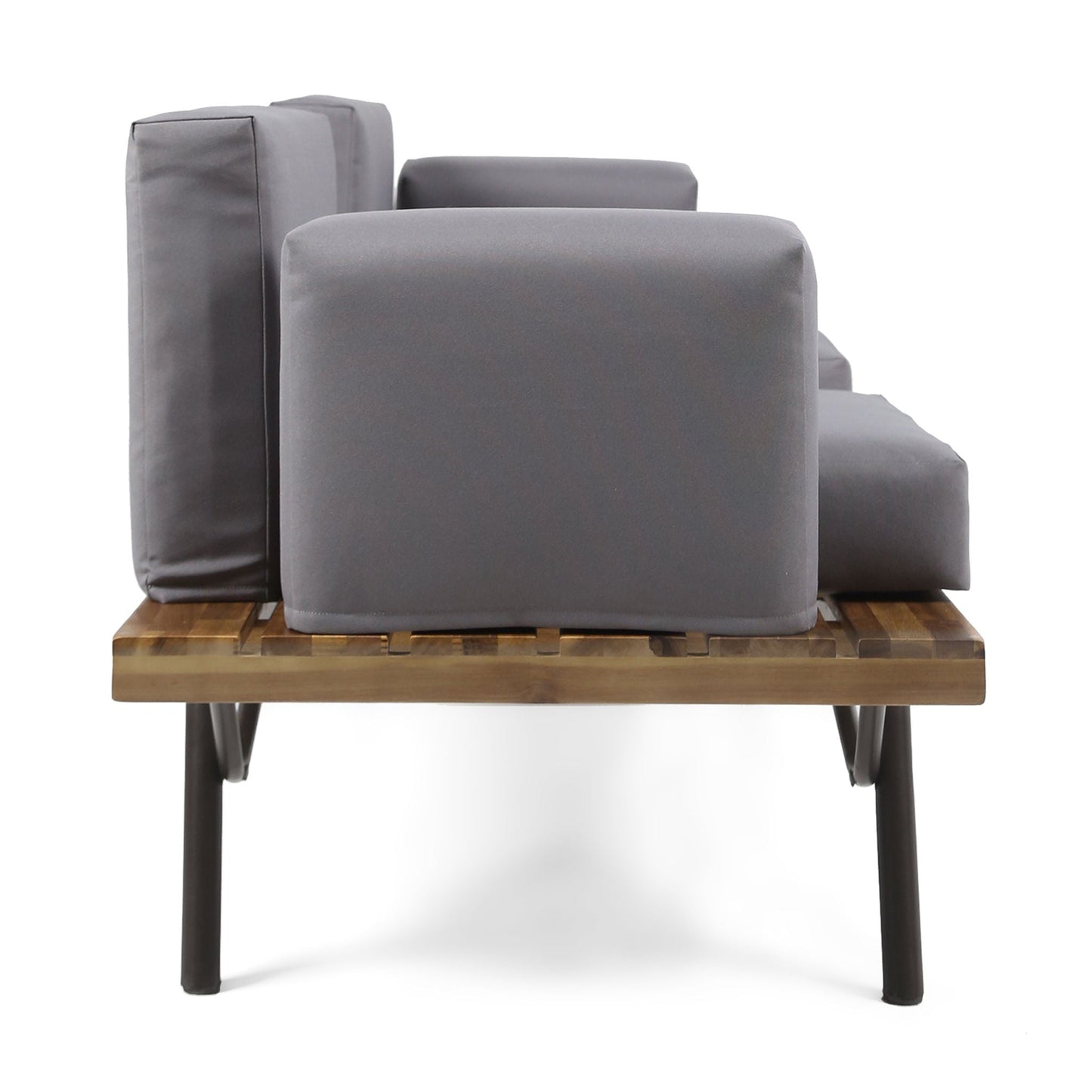 Dark Gray Patio Sofa With Iron Legs and Cushions