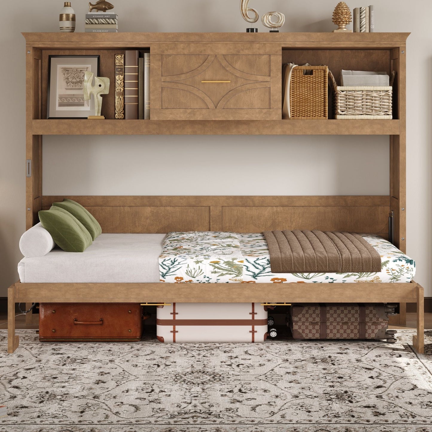 Twin Murphy Bed and Drawer with Charging Station